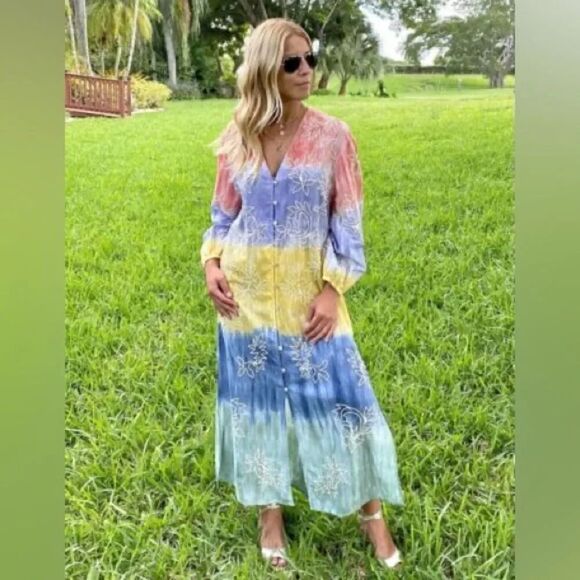 ZARA BOHO TIE DYE DRESS - Picture 1 of 8